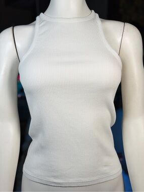 J. Crew White Cotton/Modal Stretch High Neck Ribbed Tank Top- Bundle of 3, Sz S
